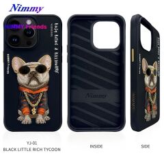 iPhone 15 Pro Max 3D Gerçek Nakış İşleme Kabartmalı Köpek Zincir Gözlük Detaylı Cool Glasses Silikon Kılıf