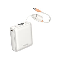 TRUSMI PB06-01 PD22.5W Dijital Göstergeli Powerbank 10000mAh Dahili USB-C Kablolu Beyaz 