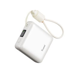 TRUSMI PB06-01 PD22.5W Dijital Göstergeli Powerbank 10000mAh Dahili USB-C Kablolu Beyaz 