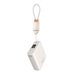 TRUSMI PB06-01 PD22.5W Dijital Göstergeli Powerbank 10000mAh Dahili USB-C Kablolu Beyaz 