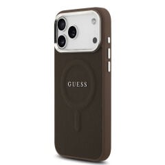 Apple iPhone 17 Pro Max Kılıf Guess Orjinal Lisanslı M-safe Şarj Özellikli Klasik Yazı Logolu PU Deri Kapak