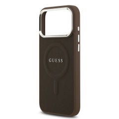 Apple iPhone 17 Pro Max Kılıf Guess Orjinal Lisanslı M-safe Şarj Özellikli Klasik Yazı Logolu PU Deri Kapak