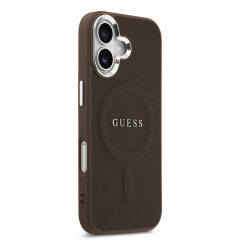 Apple iPhone 17 Kılıf Guess Orjinal Lisanslı M-safe Şarj Özellikli Klasik Yazı Logolu PU Deri Kapak