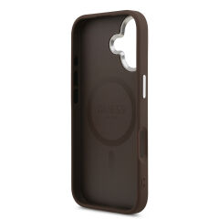 Apple iPhone 17 Kılıf Guess Orjinal Lisanslı M-safe Şarj Özellikli Klasik Yazı Logolu PU Deri Kapak