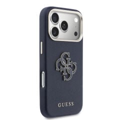 Apple iPhone 17 Pro Kılıf Guess Orjinal Lisanslı 4G Büyük Metal Kamera Çerçeveli PU Deri Resin Kapak