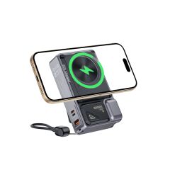 Yesido MH103 20.000 mAh 22.5W PD Hızlı Şarj ve 15W Kablosuz Şarj Destekli Priz Uçlu Powerbank - Siyah