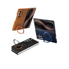 HDD Samsung Galaxy Z Fold 8 Ultra HBC-386 Skafta Magsafe Standlı Kapak - Kahverengi