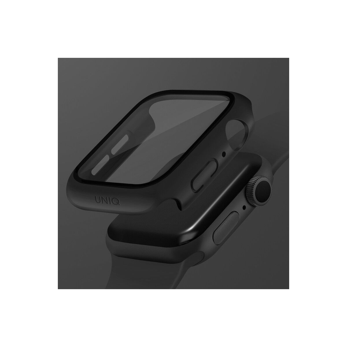 Uniq Apple Watch 46mm Nautic Camlı Kasa Ekran Koruyucu - Siyah