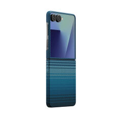 Galaxy Z Flip 7 Kılıf M-safe Şarj Özellikli Aramid Karbon Fiber Pitaka Tactile Woven Sunset-Moonrise Serisi Kapak