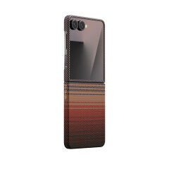 Galaxy Z Flip 7 Kılıf M-safe Şarj Özellikli Aramid Karbon Fiber Pitaka Tactile Woven Sunset-Moonrise Serisi Kapak