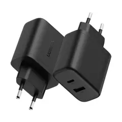 Ugreen X227 20W GaN Duvar Şarj Cihazı 1x USB-A 1x USB-C Siyah