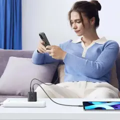 Ugreen X227 20W GaN Duvar Şarj Cihazı 1x USB-A 1x USB-C Siyah