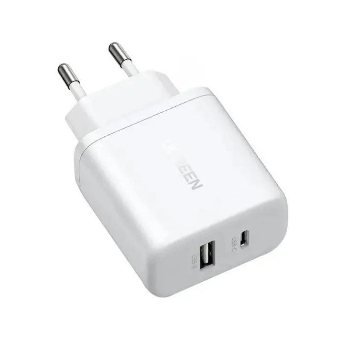 Ugreen X227 20W GaN Duvar Şarj Cihazı 1x USB-A 1x USB-C Beyaz 