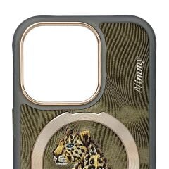 NIMMY iPhone 15 Pro Max Uyumlu | MagSafe Destekli 3D Gerçek Nakış İşlemeli Leopar Kılıf