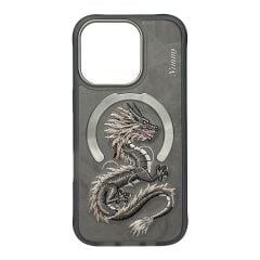 NIMMY iPhone 15 Pro Max Uyumlu | MagSafe Destekli 3D Gerçek Nakış İşlemeli Golden Dragon Kılıf