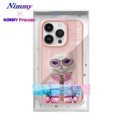 NIMMY iPhone 15 Pro Max | 3D Nakış İşlemeli Gözlük ve Fermuar Detaylı Kedicik Desenli Silikon Kılıf 2.0