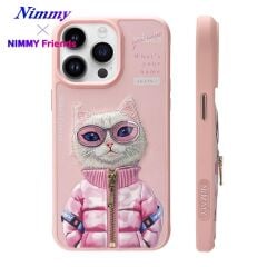 NIMMY iPhone 15 Pro Max | 3D Nakış İşlemeli Gözlük ve Fermuar Detaylı Kedicik Desenli Silikon Kılıf 2.0