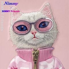NIMMY iPhone 15 Pro Max | 3D Nakış İşlemeli Gözlük ve Fermuar Detaylı Kedicik Desenli Silikon Kılıf 2.0