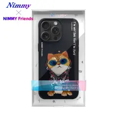 NIMMY iPhone 13 3D Gerçek Nakışlı Kedi Figürlü Gözlük ve Zincir Detaylı Cool Glasses Kılıf