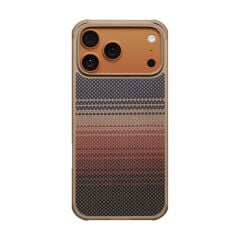 Apple iPhone 17 Pro Max Kılıf M-safe Şarj Özellikli Pitaka Tactile Woven Sunset-Moonrise Aramid Pro Guard Serisi Karbon Kapak