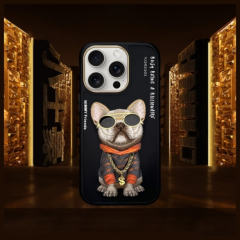 Nimmy iPhone 16 Pro Telefon Kılıfı Gözlük Şeklinde Havalı Köpek - Siyah