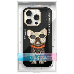 Nimmy iPhone 16 Pro Telefon Kılıfı Gözlük Şeklinde Havalı Köpek - Siyah