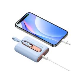 Recci   RPB-P12   PD   20W   Askı   İpli   Hızlı   Şarj   Özellikli   Type-C   Kablolu   Powerbank   22.5W   9000mAh   Mavi