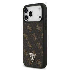 Apple iPhone 17 Pro Max Kılıf Guess Orjinal Lisanslı PU Deri 4G Desenli Üçgen Logolu Kılıf