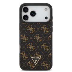Apple iPhone 17 Pro Max Kılıf Guess Orjinal Lisanslı PU Deri 4G Desenli Üçgen Logolu Kılıf