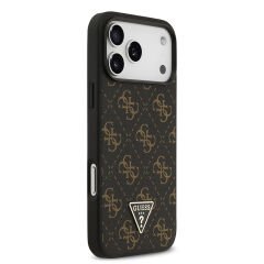 Apple iPhone 17 Pro Max Kılıf Guess Orjinal Lisanslı PU Deri 4G Desenli Üçgen Logolu Kılıf