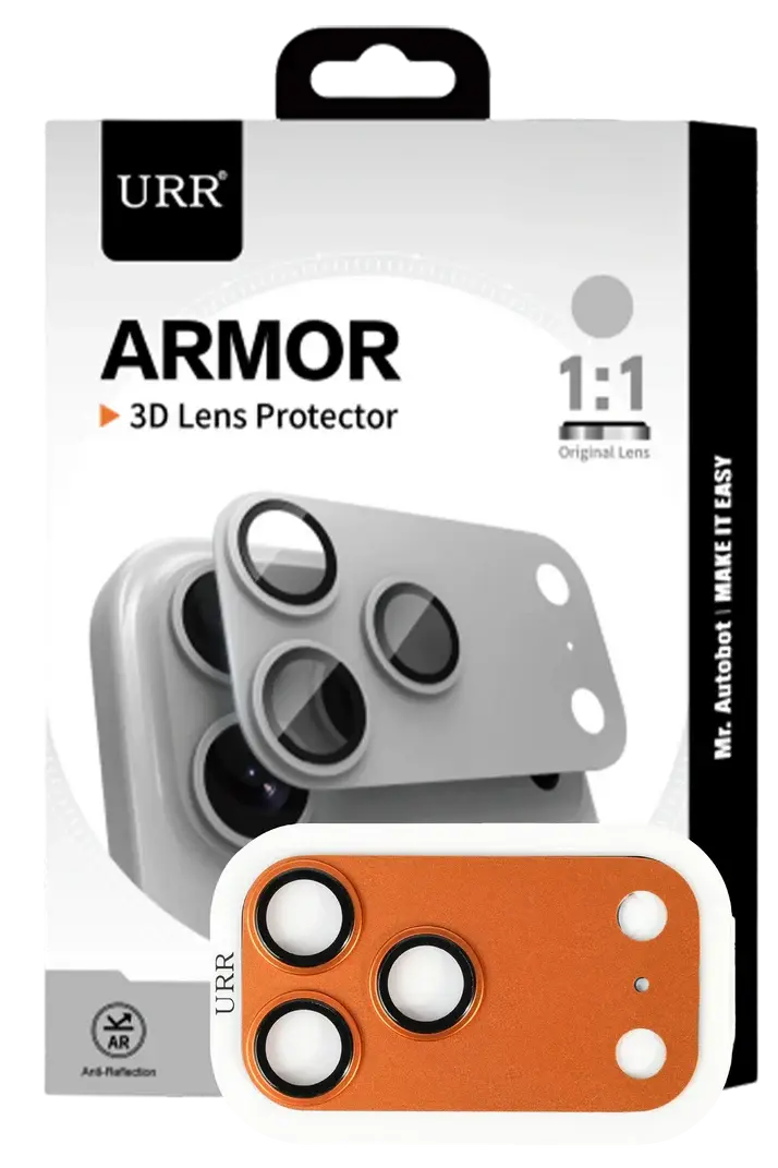 URR Apple iPhone 17 Pro Max Armor 3D Kamera Lens Koruyucu Turuncu