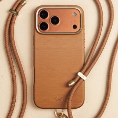 Apple iPhone 17 Pro Max Kılıf M-safe Şarj Özellikli Askı İpli Coehl Mirelle Kılıf Kahverengi