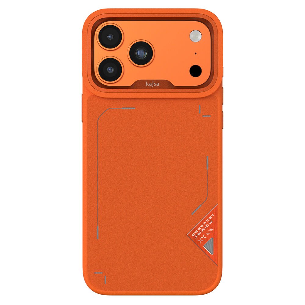 Apple iPhone 17 Pro Max Kılıf M-safe Şarj Özellikli O-Ring Metal Kamera Çerçeveli Kajsa Matrix Collection Kılıf Turuncu