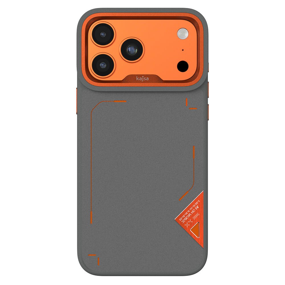 Apple iPhone 17 Pro Max Kılıf M-safe Şarj Özellikli O-Ring Metal Kamera Çerçeveli Kajsa Matrix Collection Kılıf Gri