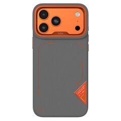 Apple iPhone 17 Pro Max Kılıf M-safe Şarj Özellikli O-Ring Metal Kamera Çerçeveli Kajsa Matrix Collection Kılıf Gri