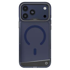 Apple iPhone 17 Pro Max Kılıf M-safe Şarj Özellikli Airbag Tasarımlı O-Ring Şeffaf Kajsa Alüminyum Trans Shield Serisi Kılıf Mavi 