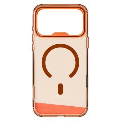 Apple iPhone 17 Pro Kılıf M-safe Şarj Özellikli Airbag Tasarımlı O-Ring Şeffaf Kajsa Trans Alüminyum Shield Serisi Kılıf Turuncu