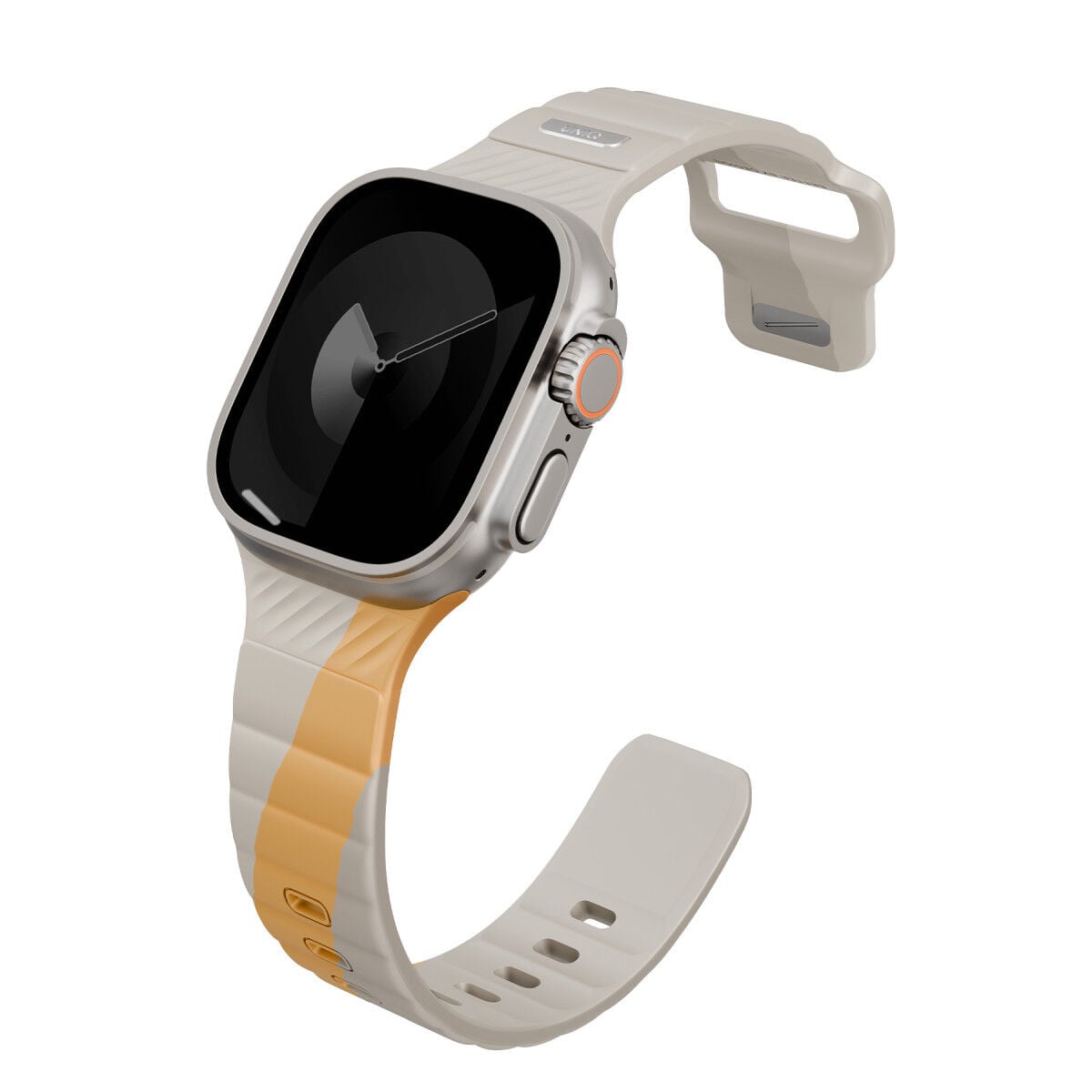 Uniq Apple Watch Ultra 49mm Stride Rubber FKM Designer Edition Silikon Kordon - Bej-Sarı