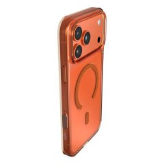 Apple iPhone 17 Pro Kılıf M-safe Şarj Özellikli O-Ring Şeffaf Kajsa Trans Shield Serisi Kılıf Turuncu