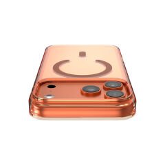 Apple iPhone 17 Pro Kılıf M-safe Şarj Özellikli O-Ring Şeffaf Kajsa Trans Shield Serisi Kılıf Turuncu
