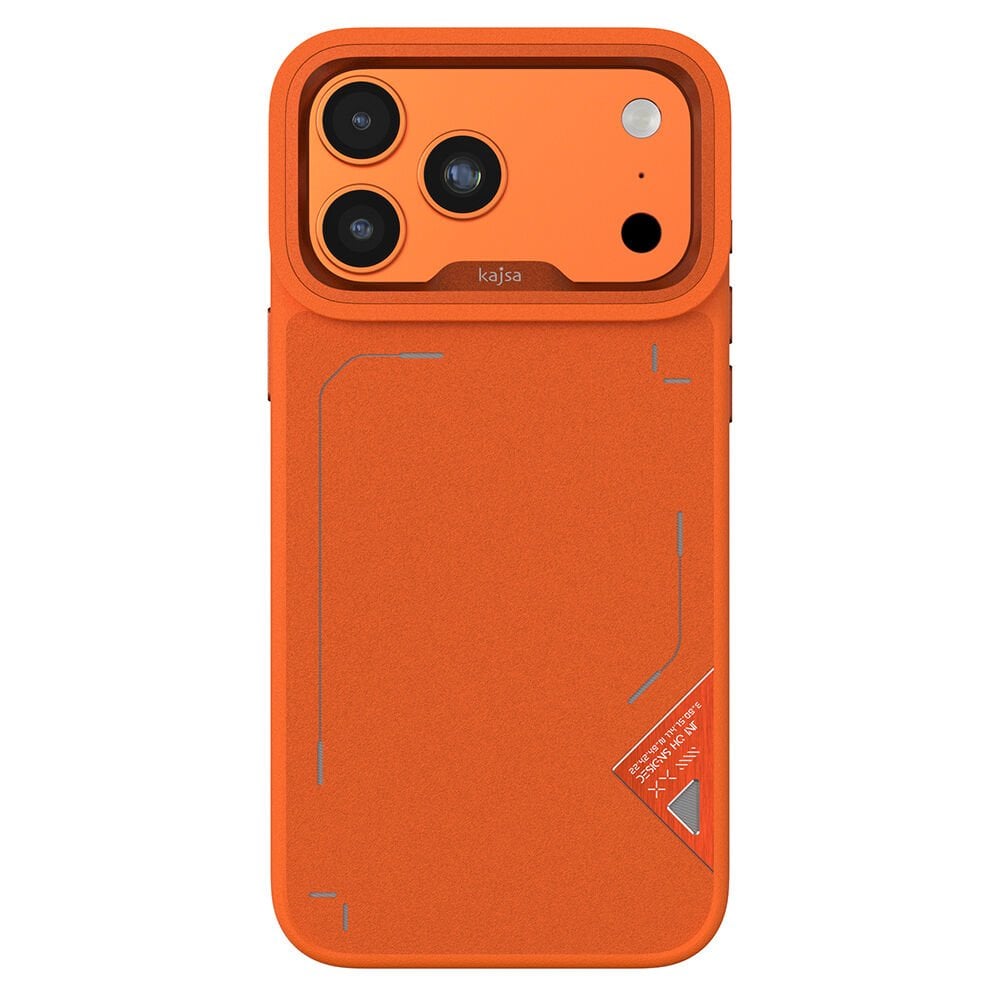Apple iPhone 17 Pro Kılıf M-safe Şarj Özellikli O-Ring Metal Kamera Çerçeveli Kajsa Matrix Collection Kılıf Turuncu