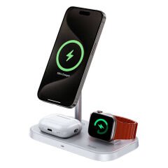 Benks W16 3in1 Telefon&Akıllı Saat&Kulaklık Kablosuz Şarj Standı - Siyah