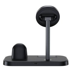 Benks W16 3in1 Telefon&Akıllı Saat&Kulaklık Kablosuz Şarj Standı - Siyah