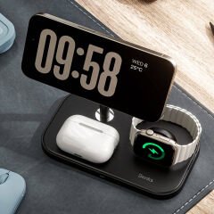 Benks W16 3in1 Telefon&Akıllı Saat&Kulaklık Kablosuz Şarj Standı - Siyah