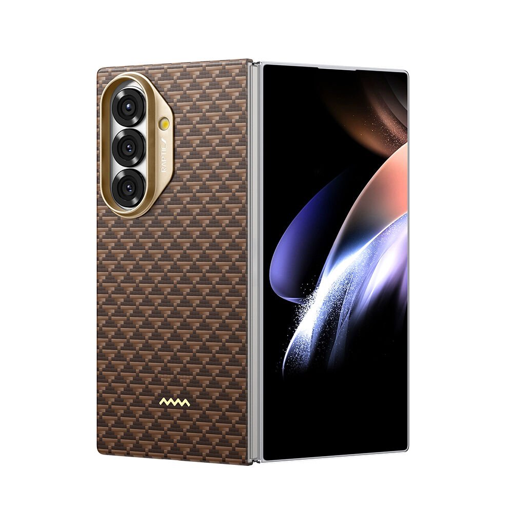 Galaxy Z Fold 7 Kılıf M-safe Şarj Özellikli Raptic Aramid Skin Origin Serisi Kılıf Kahverengi